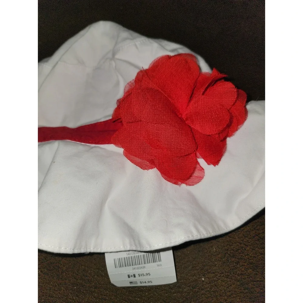 Gymboree parisian‎ afternoon white hat red flower size 4t 5t nwt